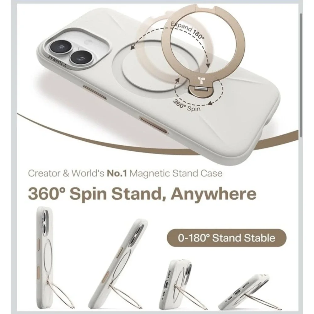 TORRAS Ostand Q3 Silicone Case For iPhone 17 MagSafe Shockproof‎ Ivory Gold
